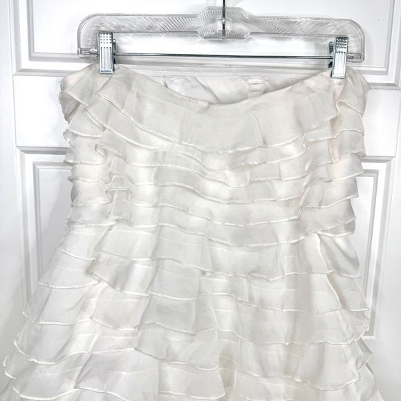 BHLDN Anthropologie Strapless A-Line Ruffled Mini Dress Size 10 White - Picture 4 of 15